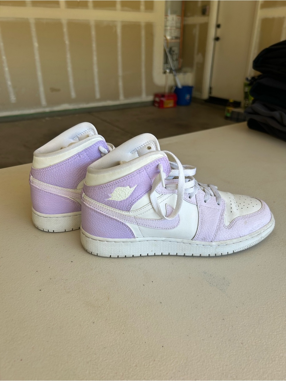 Womens High-Top Sneakers in Lavender and White